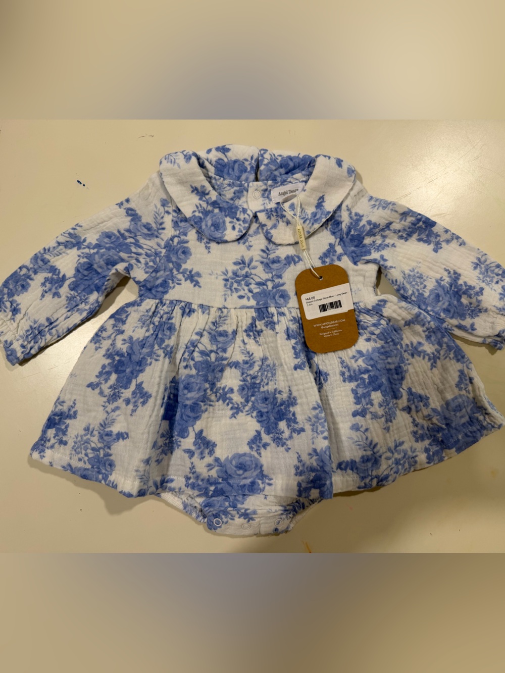 Angel Dear linen bodysuit dress, NWT